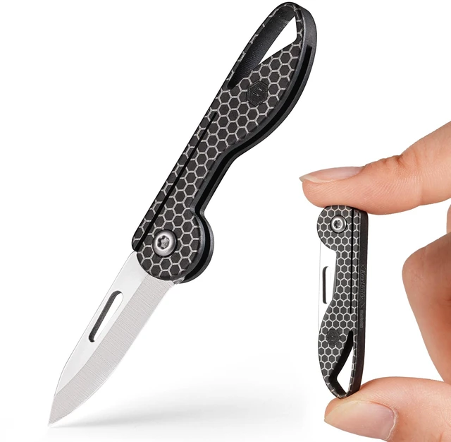 Main image of KK05 Titanium Mini Pocket Knife, 1.06-Inch Blade, Hex Black Lightweight EDC Knife for opening packages and snack wrappers, removing clothing tags, and handling everyday tasks