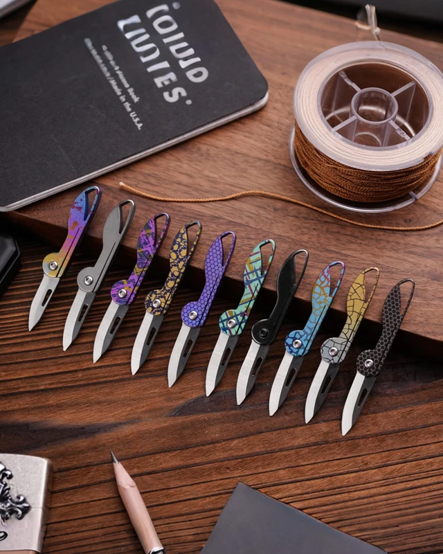 Alt view image 5 of 7 - KK05 Titanium Mini Pocket Knife, 1.06-Inch Blade, Graffiti Purple Lightweight EDC Knife for opening packages and snack wrappers, removing clothing tags, and handling everyday tasks