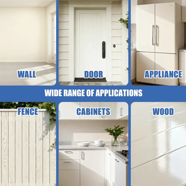 Alt view image 6 of 7 - All-in-One Paint - Multi Surface Ivory White Paint - Furniture and Cabinet for Interior/Exterior - No Sanding, Quick Drying, Perfect for Wood, Wall, Metal and More, 16 Oz
