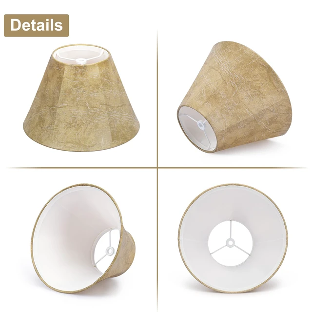 Alt view image 3 of 7 - Small Lampshades Set of 2, 5.5"Top x 10"Bottom x 6.6"High, Faux Leather Tan Rustic Lamp Shades for Table Lamps Bedside Lamps, Clip on Lampshade for Wall Lamps, Bulb Clip Adapters Included, No Assembly