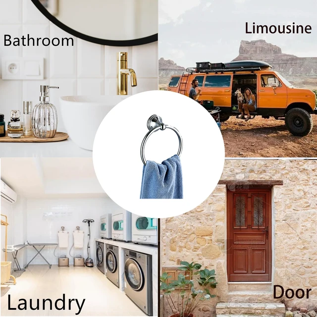 Alt view image 6 of 7 - Towel Ring for Bathroom, Chrome Hand Towel Holder 2 Pack, Bathroom Accessories and Towel Racks for Bathroom Wall Mount