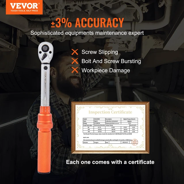 Alt view image 2 of 7 - 1/4-inch Drive Click Torque Wrench, 20-200in.lb/3-23n.m Mechanical Dual Range Scales, Dual-Direction Adjustable with Adapters Extension Rod