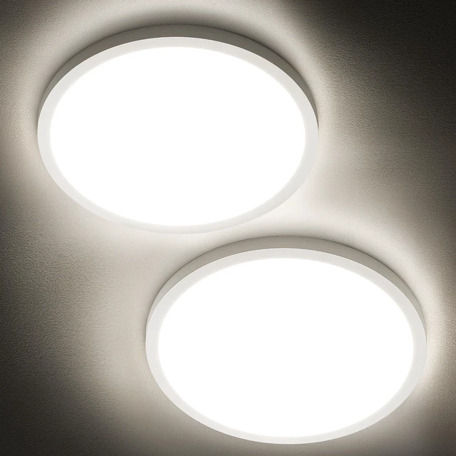 Main image of 2-Pack 12" LED Flush Mount Ceiling Light 4000K, 24W, Non-Dimmable Neutral White, 2400LM, 240W Equiv. White Round Flat Bedroom Lights, Foyer, Hallway, Porch, Kitchen, Entryway, Living Room