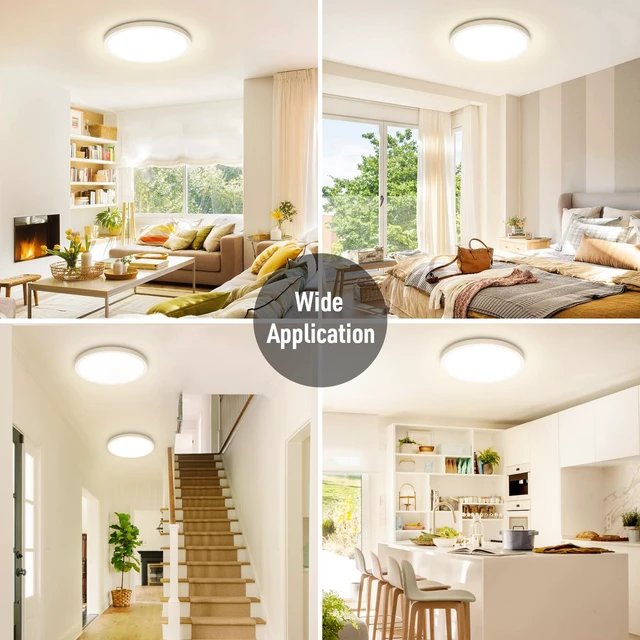 Alt view image 5 of 5 - 2-Pack 12" LED Flush Mount Ceiling Light 4000K, 24W, Non-Dimmable Neutral White, 2400LM, 240W Equiv. White Round Flat Bedroom Lights, Foyer, Hallway, Porch, Kitchen, Entryway, Living Room