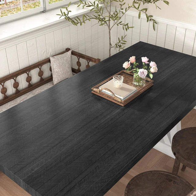 Alt view image 7 of 7 - Wood Countertop Contact Paper Peel and Stick Wallpaper Waterproof Self Adhesive Faux Wood Grain Contact Paper for Countertops Kitchen Cabinet Wall Furniture Wooden Vinyl Wrap 15.8"x393" Black