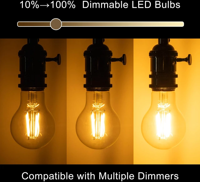 Alt view image 4 of 7 - A19 Clear Led Bulbs, E26 Dimmable Edison Bulbs, 2700K Warm Light Led Light Bulb, Soft Yellow White Edison Bulb, 6w Filament Bulb for Light Fixture 6pack/12Pack