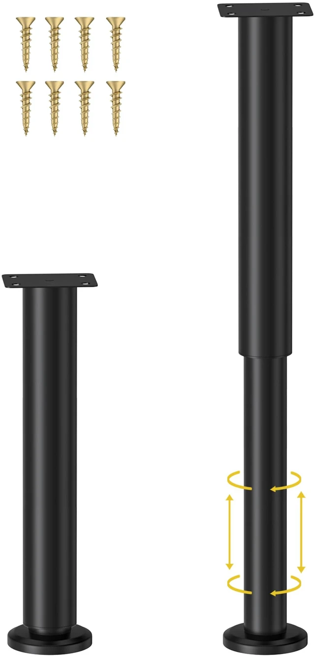 Main image of 2 Pcs Adjustable Height Bed Support Legs for Bed Frame/Bed Center Slat, Metal Adjustable Furniture Legs 10-17 inch for Bed/Sofa/Cabinet/Couch/Dresser/Table,Heavy Duty Bed Replacement Legs