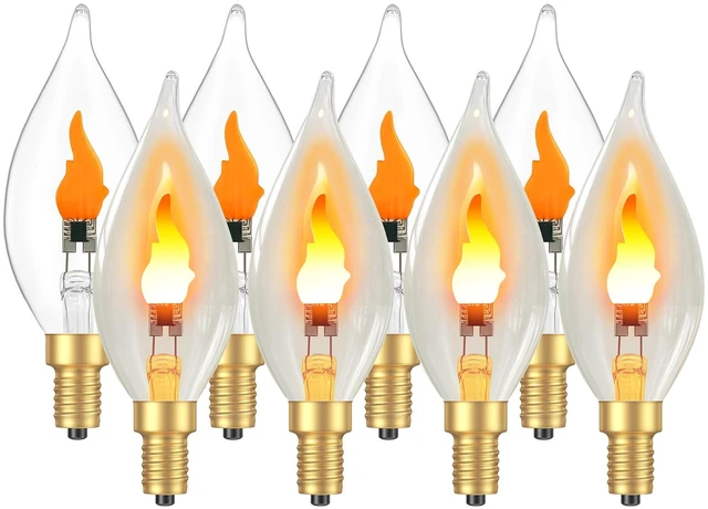 Main image of Upgraded Flame Light Bulbs, E12 Chandelier Base for Home Decor Candelabra Flickering Fire Light Bulb, C35 Clear Candle Light for Halloween Christmas Party Porch Indoor Outdoor Decorations