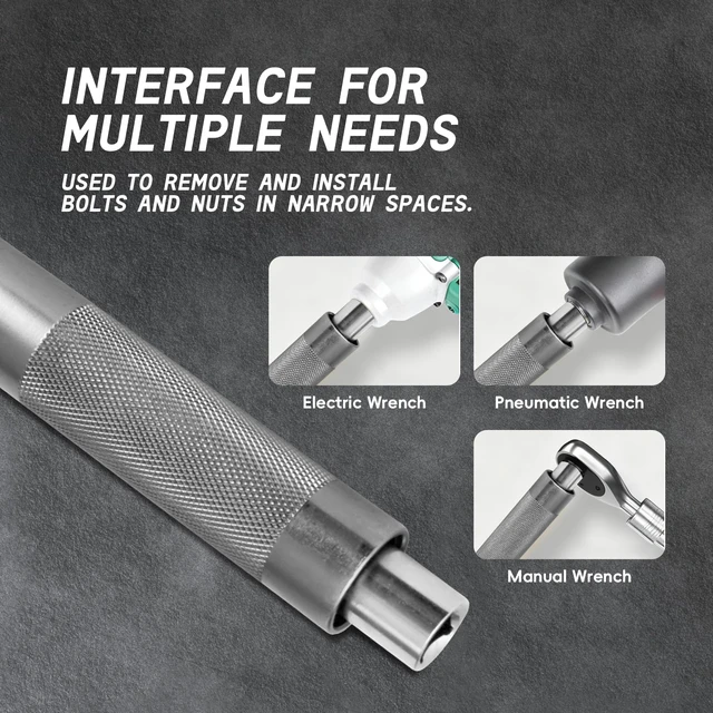 Alt view image 3 of 7 - 1/2" Offset Extension Wrench, 120Nm Impact Ready Socket Extender 0° Swing Universal Extension Wrench, 430mm (17") for Narrow Auto Repair & Hard-to-Reach Spaces, Forged Cr-Mo Steel