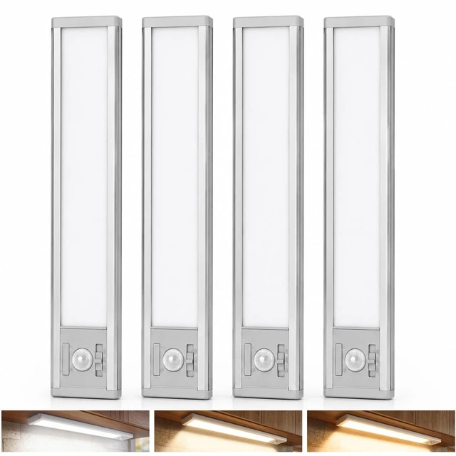 Main image of 4Pack Aluminum Under Cabinet Lighting, 10inch Rechargeable Ultra-Thin Magnetic Motion Sensor Closet Lights, 3 Colors & Dimmable, USB-C Wireless Under Counter Lights for Kitchen, Pantry, Wardrobe