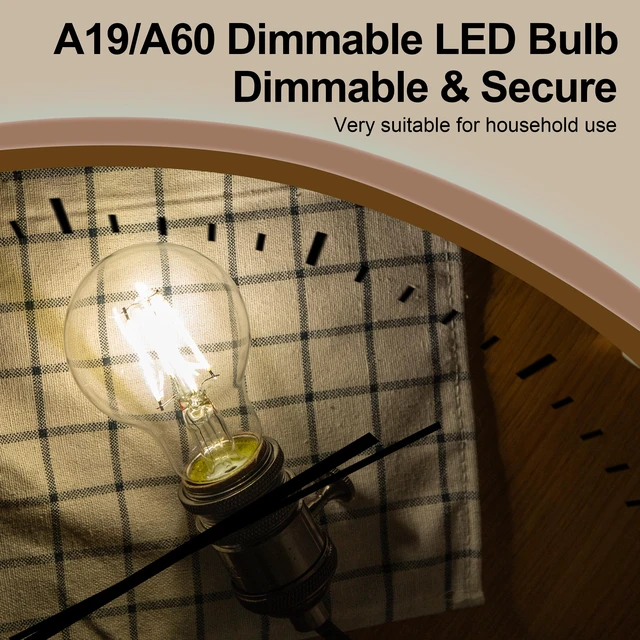 Alt view image 7 of 7 - A19 Clear Led Bulbs, E26 Dimmable Edison Bulbs, 5000K Daylight Led Light Bulb, Cool White Edison Bulb, 6w Filament Bulb for Light Fixture 6pack/12Pack