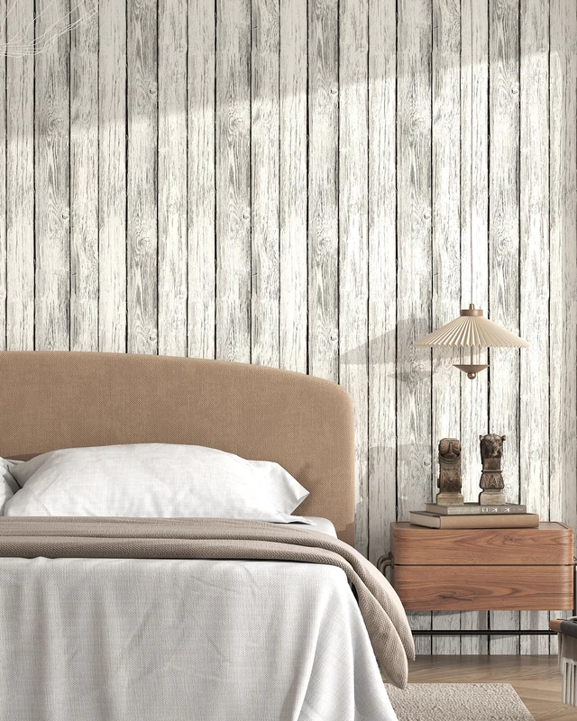 Alt view image 6 of 7 - Wood Wallpaper Peel and Stick Shiplap Contact Paper 17.3" × 393" Self Adhesive Wallpaper Removable White and Grey Wood Grain Wall paper Vintage Waterproof Wallapapers for Cabinets Vinyl