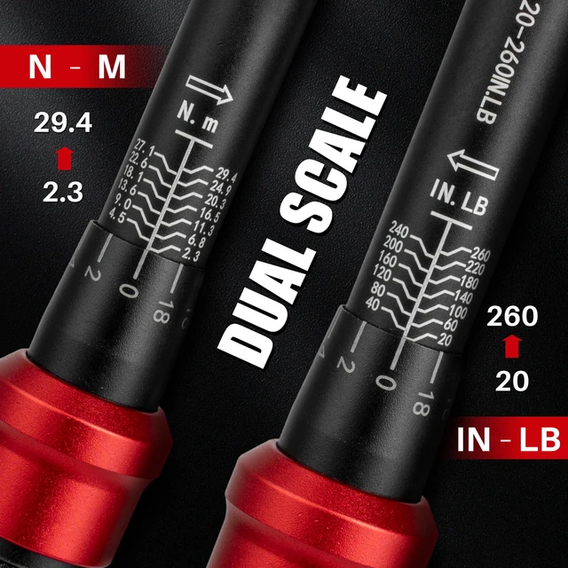 Alt view image 5 of 6 - 15Pc 1/4" Bike Torque Wrench Set 20-260In.Lb for Bicycle Motorcycle Inch Pound Click Bike Torque Wrench(2.3-29.4Nm),72T Dual Direction 3% Precision,Small Torque for Car,Lug Nut,Gunsmithing DIY