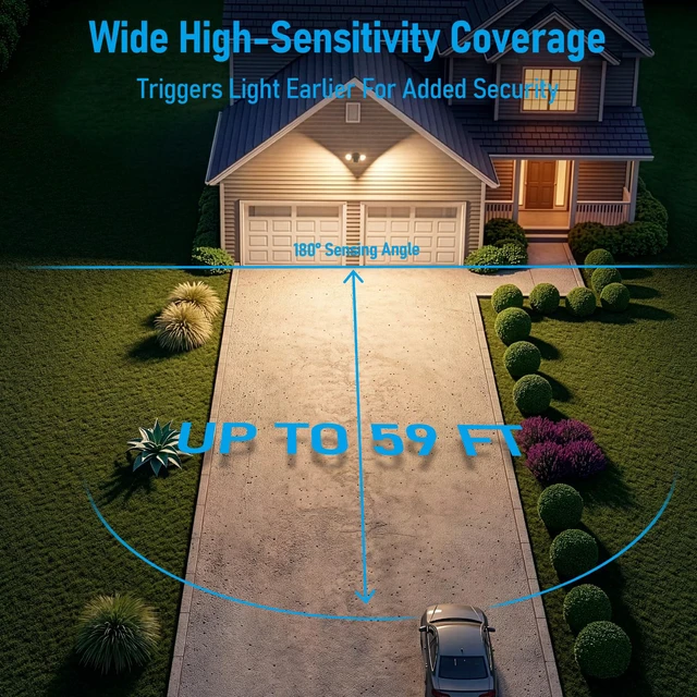 Alt view image 3 of 7 - Motion Sensor Security Lights Dusk to Dawn IP65 3000K Bronze COB LED Motion Detector Flood Light Outdoor, Aluminum, 100-277V, ETL Listed, Adjustable Heads, Waterproof, Warm White