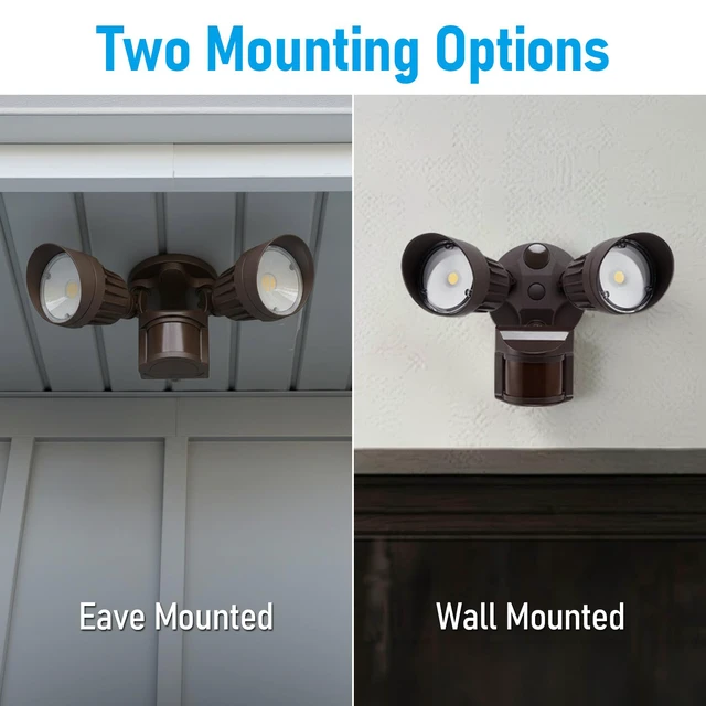 Alt view image 7 of 7 - Motion Sensor Security Lights Dusk to Dawn IP65 3000K Bronze COB LED Motion Detector Flood Light Outdoor, Aluminum, 100-277V, ETL Listed, Adjustable Heads, Waterproof, Warm White