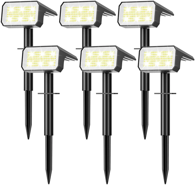 Main image of Solar Spot Lights Outdoor Waterproof, 6 Pack, 118 LED Cool White IP67, 4 Modes Auto On/Off, Solar Powered Spotlights for Yard Garden Landscape Pathway Walkway Tree Patio Driveway