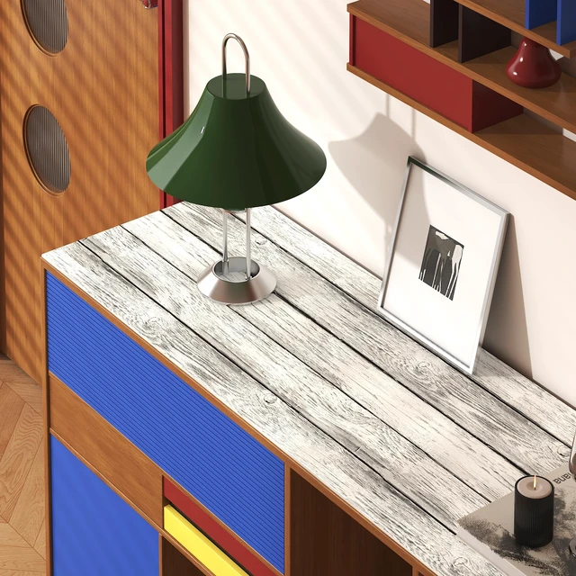 Alt view image 7 of 7 - Wood Wallpaper Peel and Stick Shiplap Contact Paper 17.3" × 393" Self Adhesive Wallpaper Removable White and Grey Wood Grain Wall paper Vintage Waterproof Wallapapers for Cabinets Vinyl