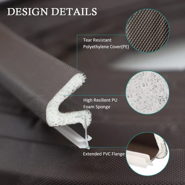 Alt view image 2 of 7 - Kerf Weather Stripping for Door Seal Strip, 60 Ft, Brown Q Foam Door Weatherstrip Seal, Front Door Seal Strip for Door Frame with Slot Card, Slot Installation, Easy Cut to Size