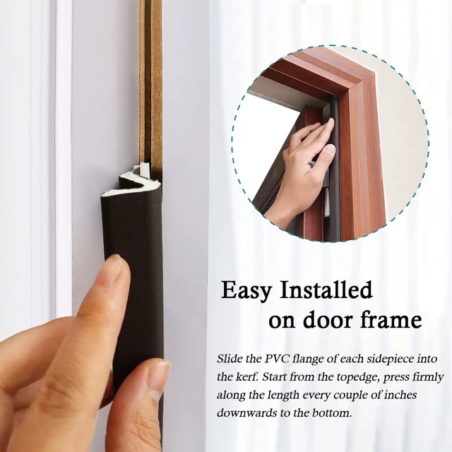 Alt view image 5 of 7 - Kerf Weather Stripping for Door Seal Strip, 60 Ft, Brown Q Foam Door Weatherstrip Seal, Front Door Seal Strip for Door Frame with Slot Card, Slot Installation, Easy Cut to Size