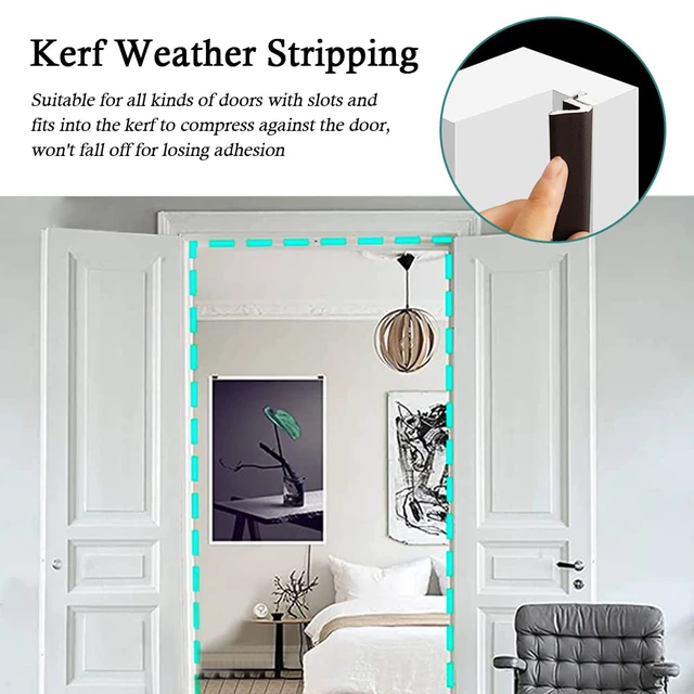 Alt view image 6 of 7 - Kerf Weather Stripping for Door Seal Strip, 60 Ft, Brown Q Foam Door Weatherstrip Seal, Front Door Seal Strip for Door Frame with Slot Card, Slot Installation, Easy Cut to Size