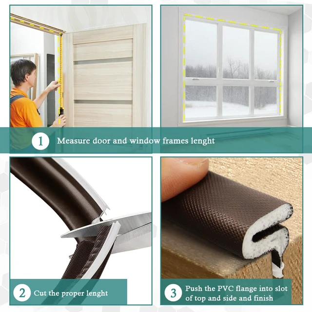 Alt view image 7 of 7 - Kerf Weather Stripping for Door Seal Strip, 60 Ft, Brown Q Foam Door Weatherstrip Seal, Front Door Seal Strip for Door Frame with Slot Card, Slot Installation, Easy Cut to Size