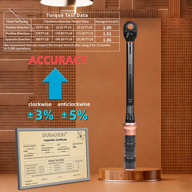 Alt view image 3 of 7 - Torque Wrench 1/2-Inch Drive Dual Range Scales 10-170 Ft-Lb/13.56-230.5Nm ±3% Precision, 72 tooth Dual-direction Torque Wrenches for Moto, Car, Truck Maintenance