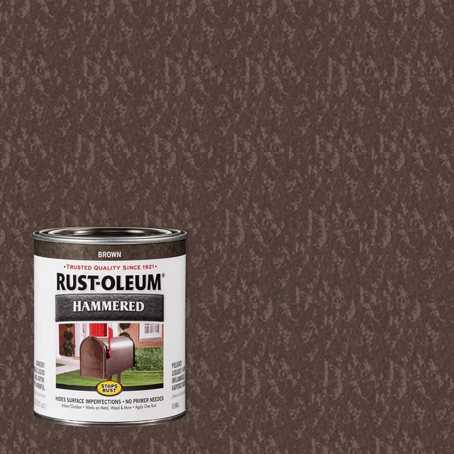 Alt view image 2 of 7 - Stops Rust Brush On Protective Enamel Paint, Hammered Brown Rust and Corrosion Resistant, Indoor and Outdoor Durability, Beautiful Finish on Metal, Wood and More, Quart, 2 Pack