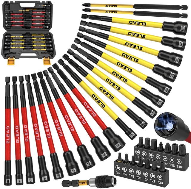Main image of Magnetic Nut Driver Bit Set, 35-Piece Extra Long Nut Driver Set for Impact Drill, Metric & SAE, PH1 & PH2 Screwdriver Bits 1/4 Drive Shank Adapter Extension, Durable for Professional Projects