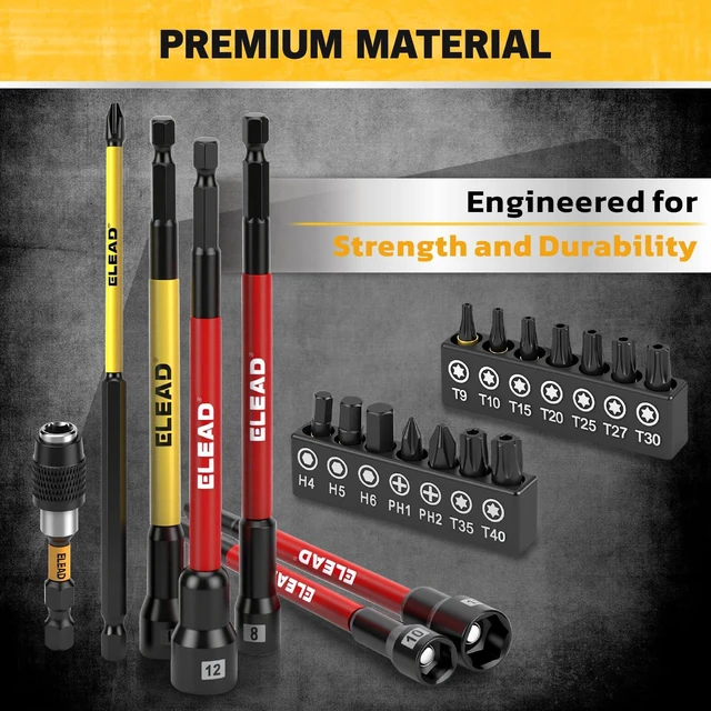 Alt view image 4 of 7 - Magnetic Nut Driver Bit Set, 35-Piece Extra Long Nut Driver Set for Impact Drill, Metric & SAE, PH1 & PH2 Screwdriver Bits 1/4 Drive Shank Adapter Extension, Durable for Professional Projects