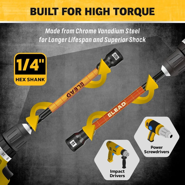 Alt view image 5 of 7 - Magnetic Nut Driver Bit Set, 35-Piece Extra Long Nut Driver Set for Impact Drill, Metric & SAE, PH1 & PH2 Screwdriver Bits 1/4 Drive Shank Adapter Extension, Durable for Professional Projects