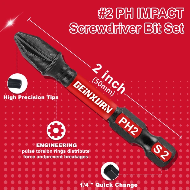 Alt view image 4 of 7 - Impact Tough #2 Phillips 2 in. Insert Driver Bits,30Pack Bulk PH2 Screwdriver Bits Set
