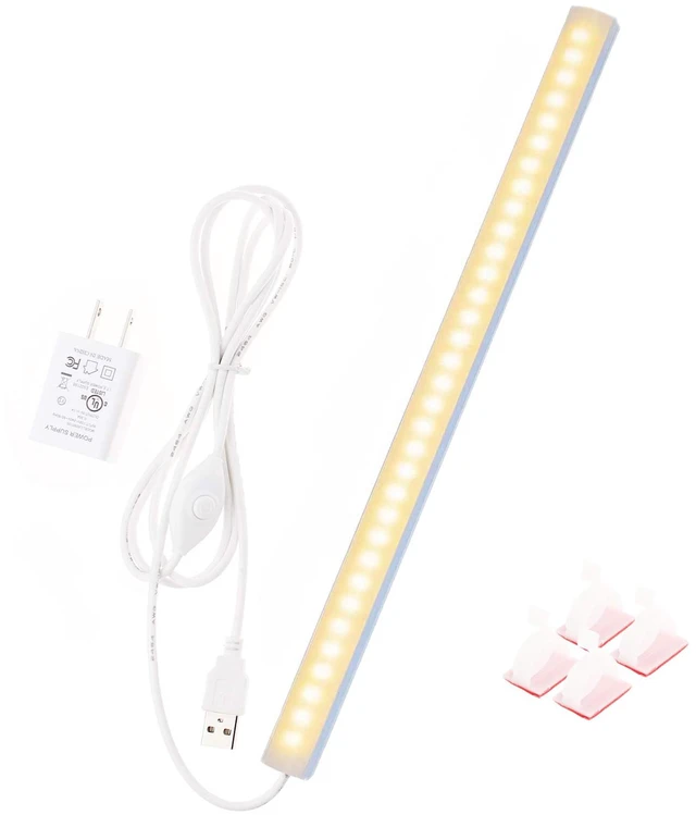 Main image of 12-Inch Slim LED Under Cabinet Light with Memory Function, Warm White 3000K Dimmable USB Light Bar for Rooms