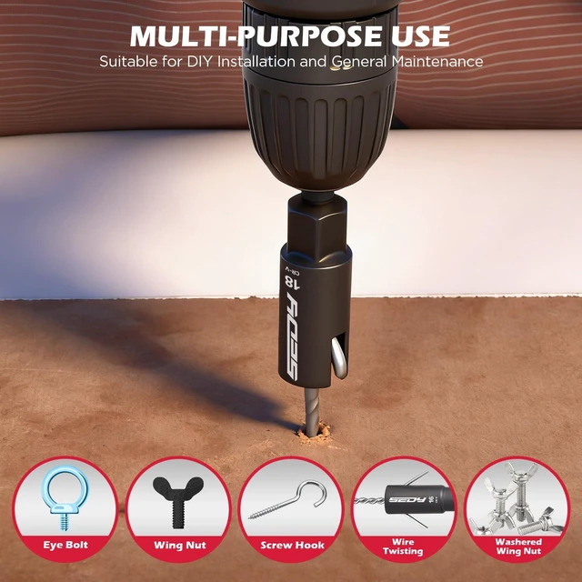 Alt view image 5 of 7 - 5-Piece Wing Nut Driver Set (10mm,12mm,14mm,16mm,18mm) with Magnetic Aluminum Storage Rail, 1/4" Hex Shank Wing Nut Driver Bit Set, Metric Wing Nut socket Set for Wing Nut, Eye Bolt, Wire Twisting