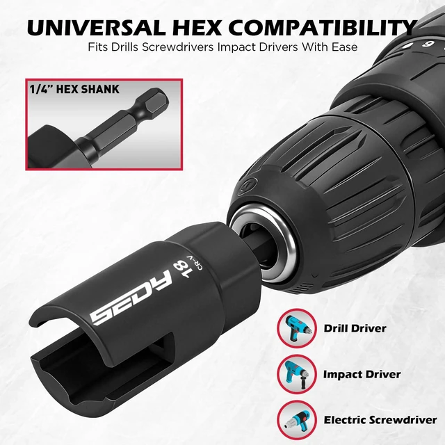 Alt view image 6 of 7 - 5-Piece Wing Nut Driver Set (10mm,12mm,14mm,16mm,18mm) with Magnetic Aluminum Storage Rail, 1/4" Hex Shank Wing Nut Driver Bit Set, Metric Wing Nut socket Set for Wing Nut, Eye Bolt, Wire Twisting