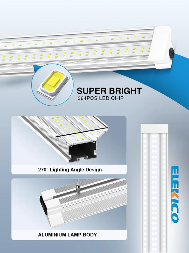 Alt view image 3 of 6 - 60W 4 Foot Led Shop Lights 2Pack Linkable Ceiling Or Hanging Mount for Shop Led Shop Lights 4FT 5000K 9000lm 4' Led Ceiling Garage Lighting Light Fixtures for Garage Shop Workshop Barn Lighting