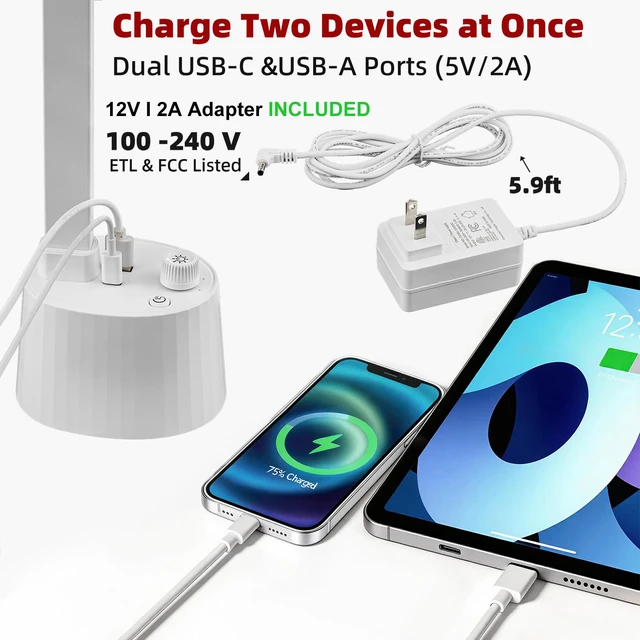 Alt view image 3 of 7 - Small Desk Lamp with USB C Charging Port 5 Colors Stepless Dim White Reading Light Space-Saving Rotating Head Desk Lamp for Home Office College Dorm Room Bedside Table Bedroom