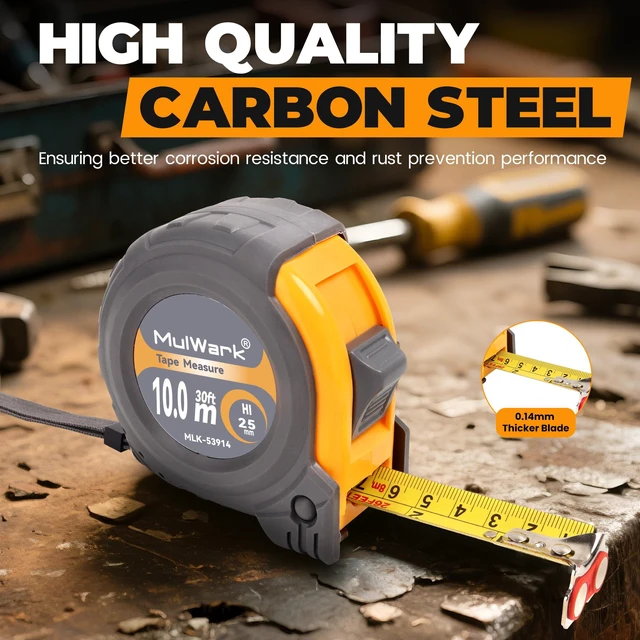 Alt view image 3 of 7 - 30FT Metric Tape Measure, Easy Read Measuring Tape Retractable with Fractions 1/8, Both-Side Metal Blade, Magnetic Hook & Shockproof Case for Construction, Carpenter, Architect, Woodworking