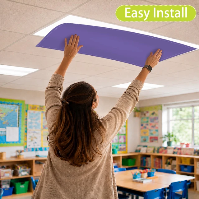 Alt view image 4 of 7 - 12pcs Classroom Fluorescent Magnetic Light Covers,2x4ft Rainbow Brights Soften Harsh Glare Anti-Flicker Light Filters for Home School Office Hospital Ceiling Lights Windows Decorations