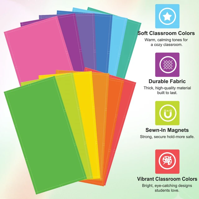 Alt view image 3 of 7 - 12pcs Classroom Fluorescent Magnetic Light Covers,2x4ft Rainbow Brights Soften Harsh Glare Anti-Flicker Light Filters for Home School Office Hospital Ceiling Lights Windows Decorations