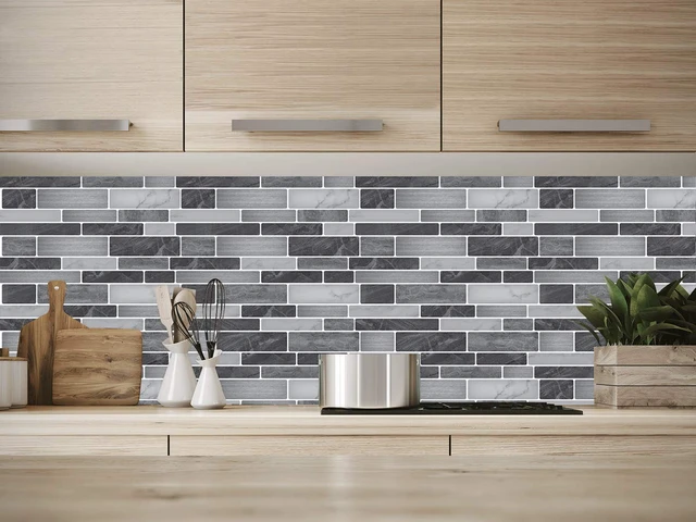 Alt view image 3 of 7 - 10-Pack Marble Wall Tile Peel and Stick Backsplash, 12 x 12 in, Grey Strong Adhesion, Lightweight, Cuttable, Waterproof, Fadeless, Crack Resistant, for Kitchen, Bedroom, Ideal for Recently Moved