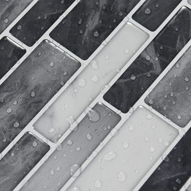 Alt view image 5 of 7 - 10-Pack Marble Wall Tile Peel and Stick Backsplash, 12 x 12 in, Grey Strong Adhesion, Lightweight, Cuttable, Waterproof, Fadeless, Crack Resistant, for Kitchen, Bedroom, Ideal for Recently Moved