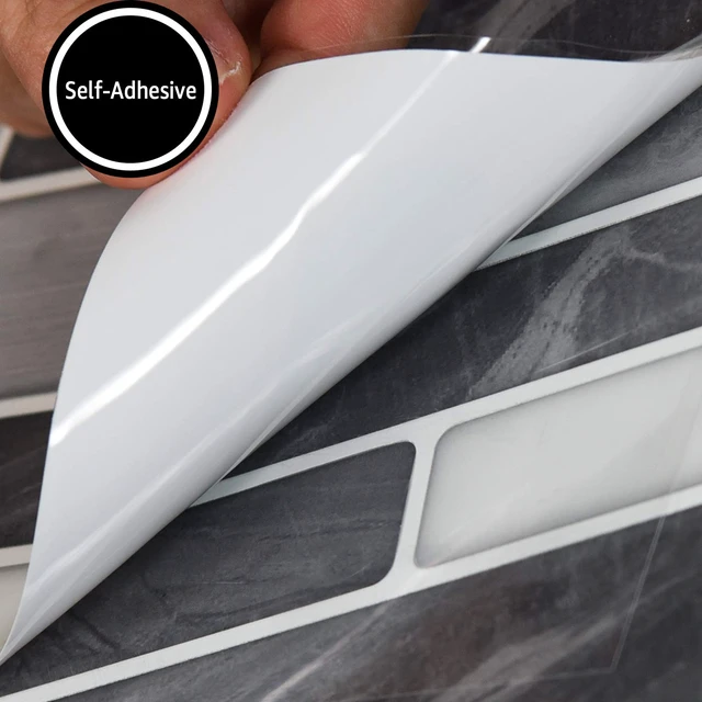 Alt view image 6 of 7 - 10-Pack Marble Wall Tile Peel and Stick Backsplash, 12 x 12 in, Grey Strong Adhesion, Lightweight, Cuttable, Waterproof, Fadeless, Crack Resistant, for Kitchen, Bedroom, Ideal for Recently Moved