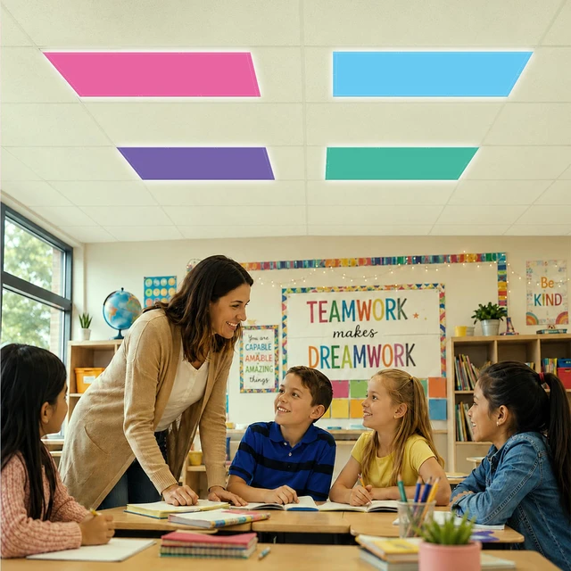 Alt view image 6 of 7 - 12pcs Classroom Fluorescent Magnetic Light Covers,2x4ft Rainbow Brights Soften Harsh Glare Anti-Flicker Light Filters for Home School Office Hospital Ceiling Lights Windows Decorations