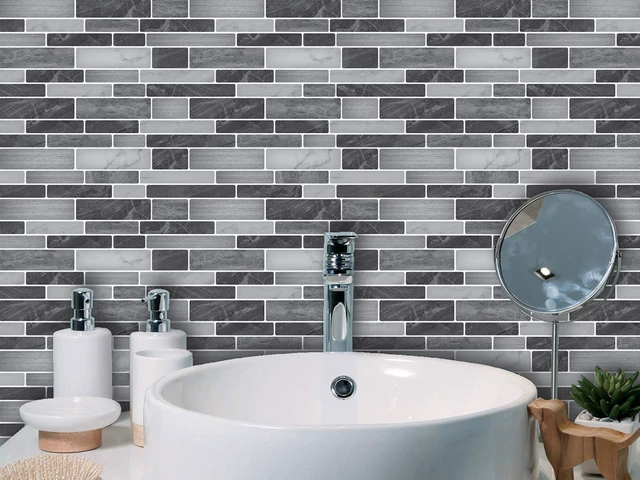 Alt view image 7 of 7 - 10-Pack Marble Wall Tile Peel and Stick Backsplash, 12 x 12 in, Grey Strong Adhesion, Lightweight, Cuttable, Waterproof, Fadeless, Crack Resistant, for Kitchen, Bedroom, Ideal for Recently Moved