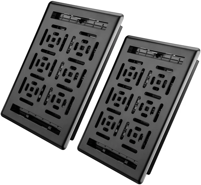 Main image of 14x6 Vent Cover, Black Floor Register, Heavy Duty Steel Walkable Floor Vents, Adjustable Decorative Vent Covers, for Sidewall and Floor, Vent Covers for Home Floor, 2 Pack Black