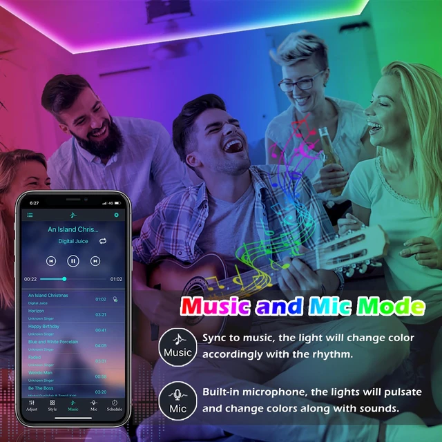 Alt view image 4 of 7 - Led Strip Lights, 82ft/25m Long Smart Led Light Strips Music Sync 5050 RGB Color Changing Rope Lights,Bluetooth APP/IR Remote/Control Led Lights for Bedroom,Home Decoration,Party,Festival