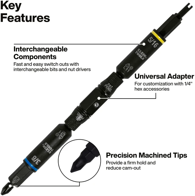 Alt view image 3 of 7 - 32527HD KNECT 11-in-1 HVAC Multi-Bit Screwdriver / Nut Driver, Impact Rated with Phillips, Slotted, Square, and Schrader Bits