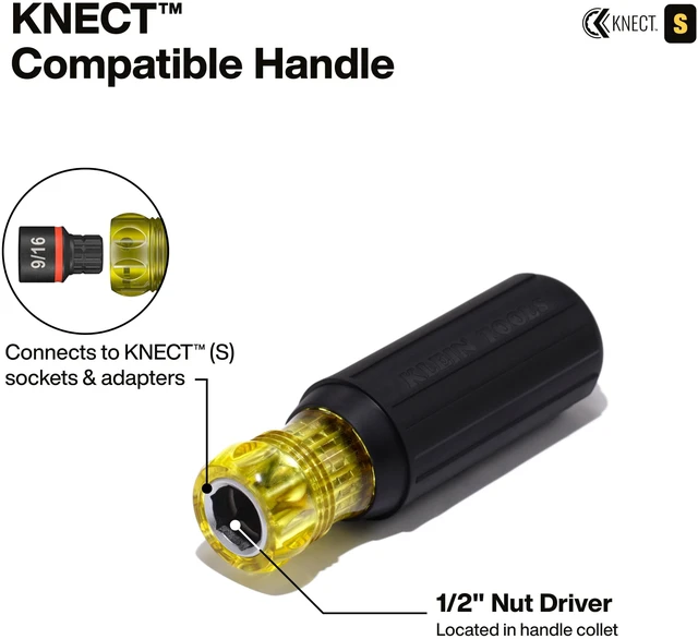Alt view image 5 of 7 - 32527HD KNECT 11-in-1 HVAC Multi-Bit Screwdriver / Nut Driver, Impact Rated with Phillips, Slotted, Square, and Schrader Bits