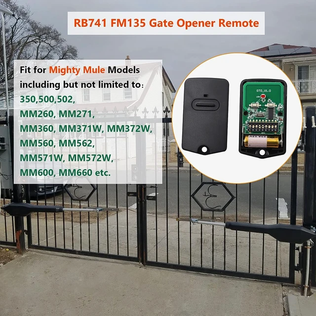 Alt view image 3 of 6 - RB741 for Mighty Mule Gate Opener Remote, 318MHZ (6 Pack) 9 Dip FM135 Gate Transmitter for MM371W MM572W etc. Compatible with GTO Gate Clicker Garage Door Entry Controller