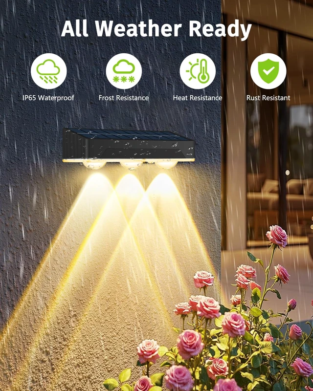 Alt view image 4 of 7 - Solar Fence Lights Outdoor 8 Pack Waterproof Upgraded Brightness 3 LED Lens Solor Deck Lights Warm Cool Natural White RGB 10 Color Outside Solar Powered Wall Light for Backyard Garden Patio Step Rail